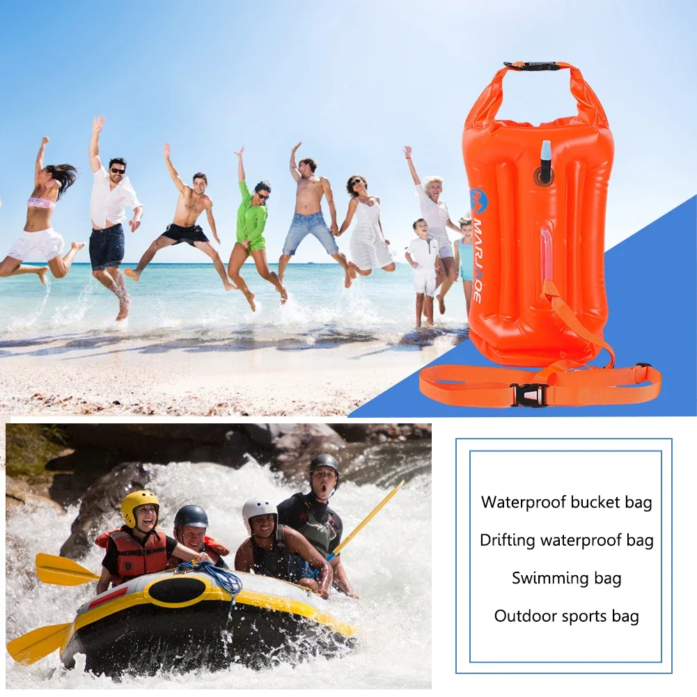 Swim Safety Float 20L with Adjustable Waist Belt Air Dry Bag Device Buoy with Storage Room Swim Buoy For Open Water Swimming