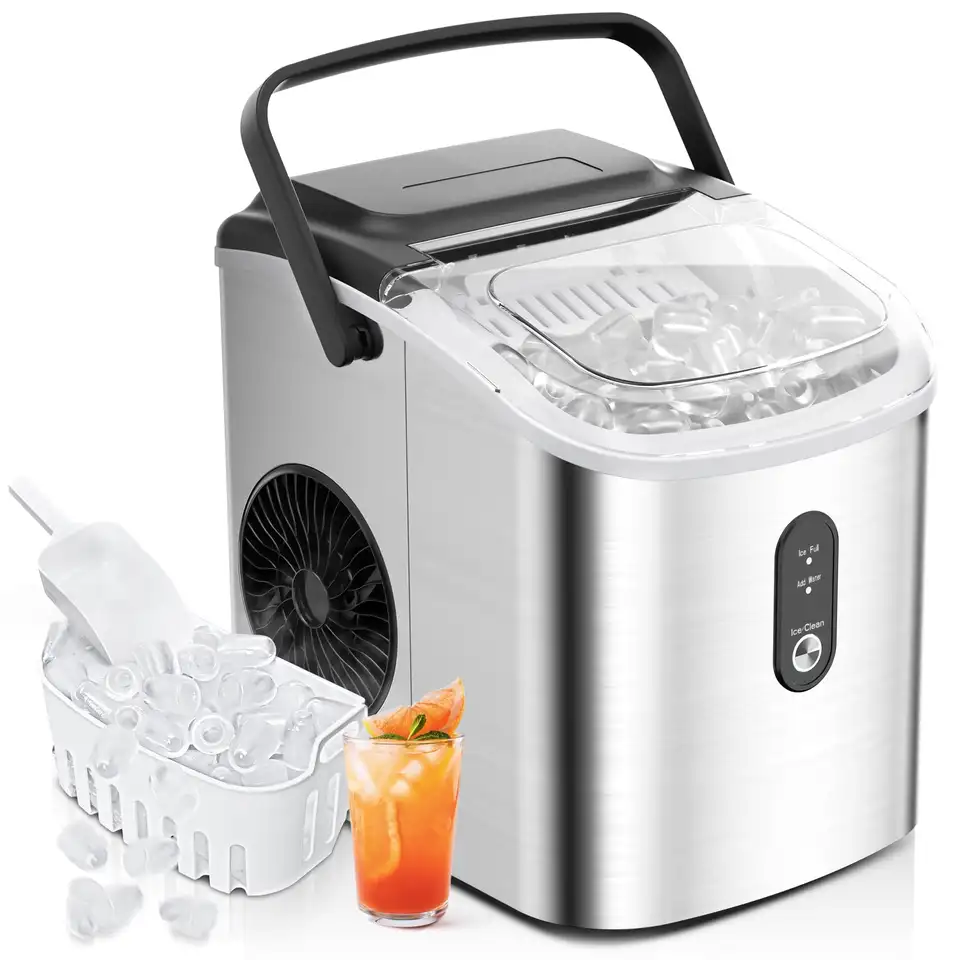 Portable Bullet Ice Maker Machine with Basket