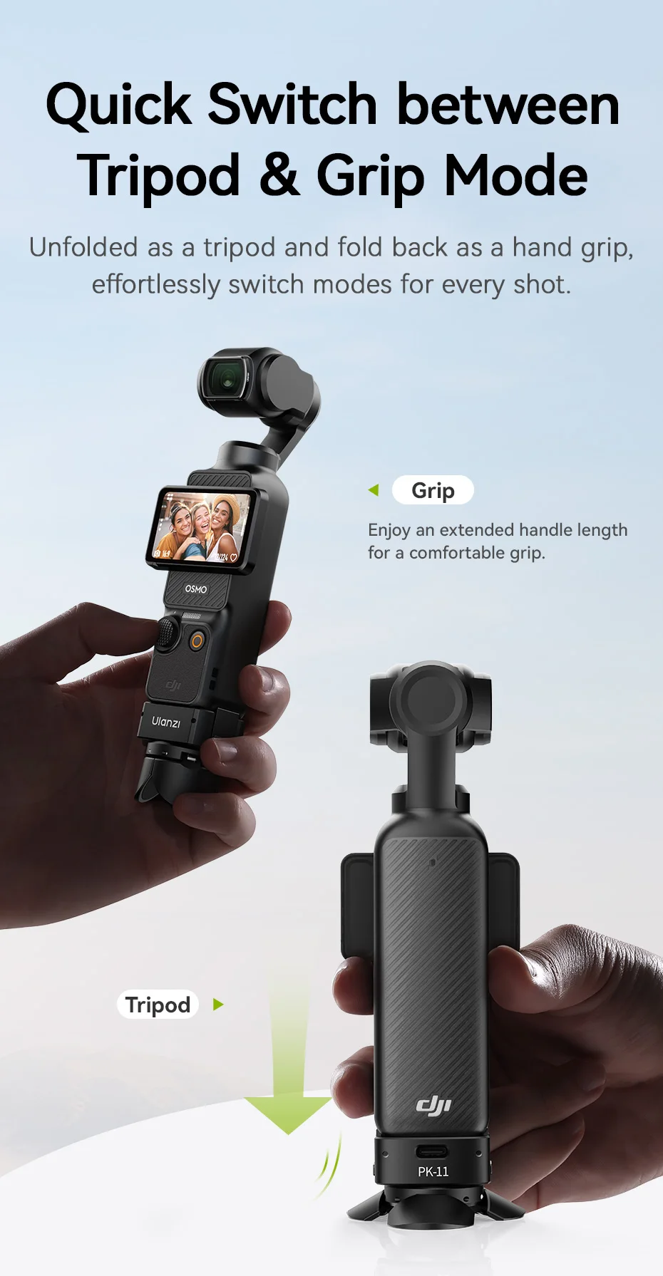 Ulanzi Pocket 3 Mini Tripod /Arri Locating Base for Osmo Pocket 3