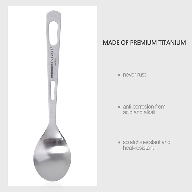Description Picture 5 of itemBoundless Voyage Cooking Set Titanium Knife Fork Spoon Portable Outdoor Camping Tableware Titanium Spoon Fork Knife 3pcs/Set