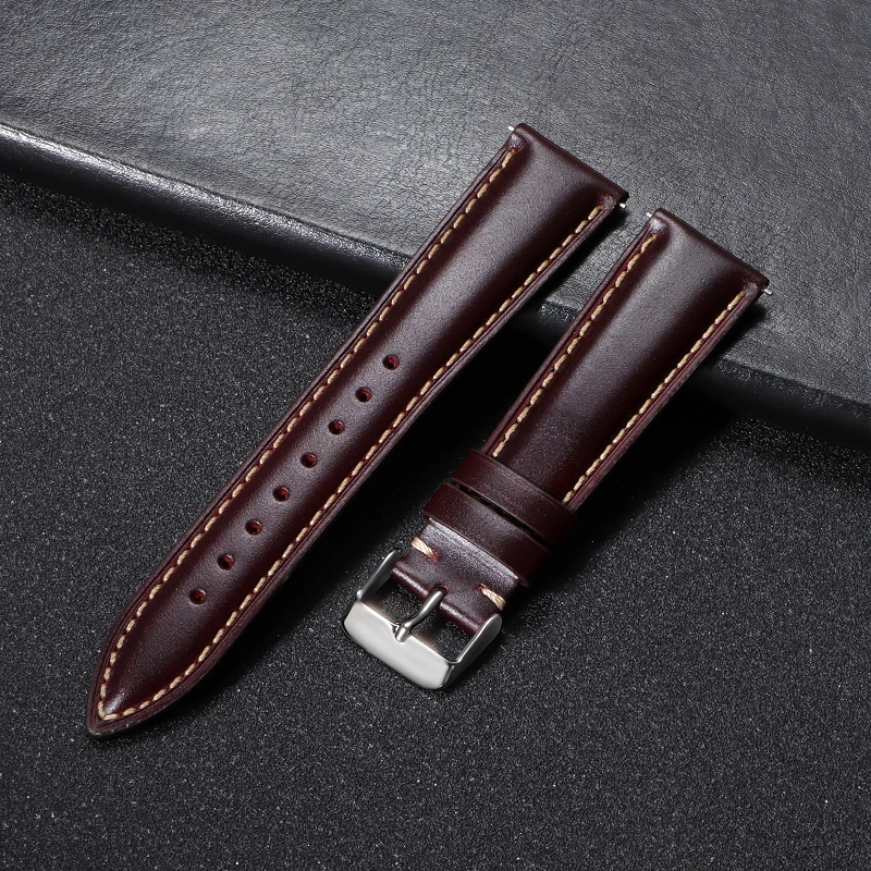Timeless Brown Leather Watch Strap with Pin Buckle