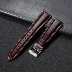 Timeless Brown Leather Watch Strap with Pin Buckle - 22mm (Red)