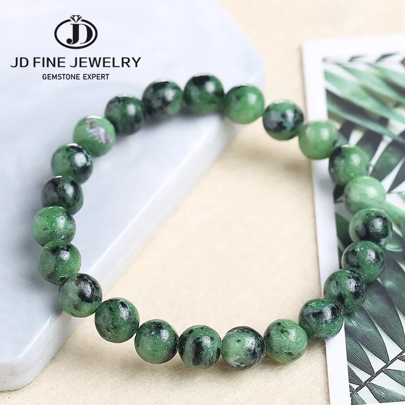 Jd Natural Red Green Epidoto Zoisite Beaded Bracciale Donna Fashion Reiki Energy Healing Lucky Rope Bangles Coppie Gioielli Regalo