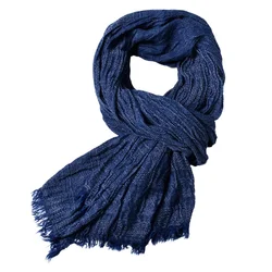 Wish Long Sale European and American Men's Yarn-Dyed Scarf Men's Winter Jacquard British Pure Color Shawl in Stock Wholesale