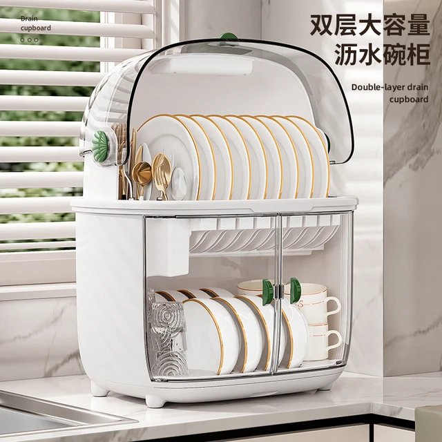 Sink Rack Home Dustproof Cupboard Dish Storage Rack Drain Rack Dishes  Kitchen Utensils Storage Rack Tableware Organizer Box - AliExpress