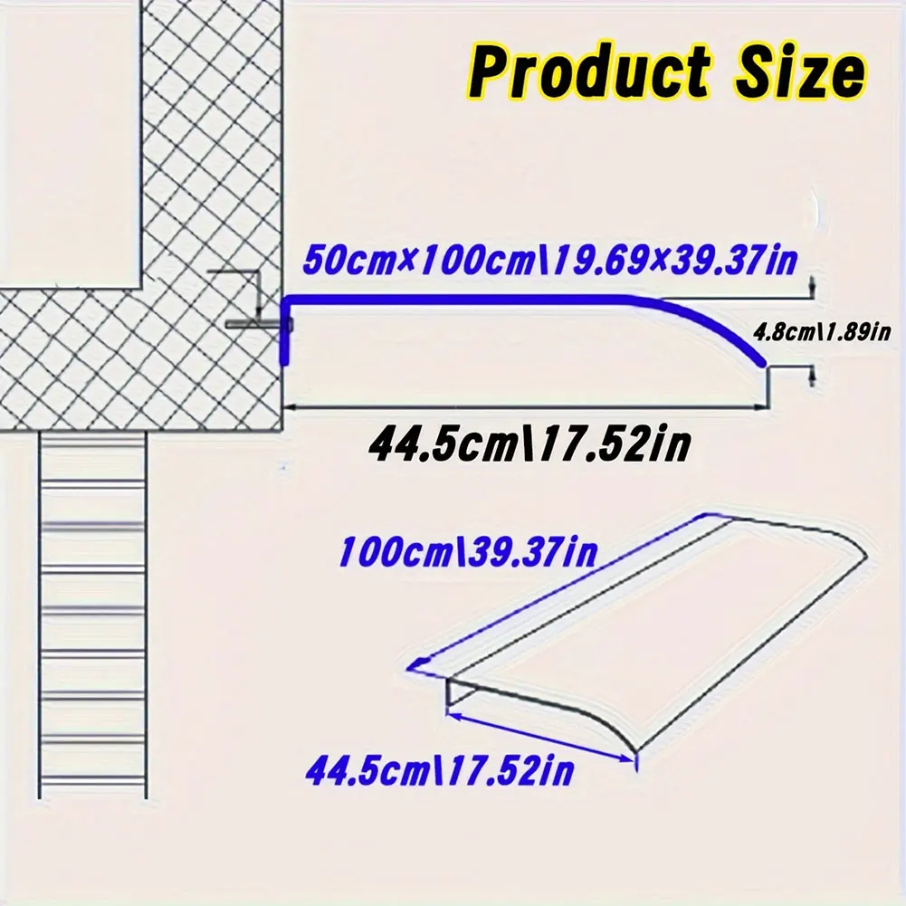 Window Door Wall Canop UV Rain Protection Transparent Invisible Rain Shelter Cover No Bracket Awning Canopy Window Awning Canopy