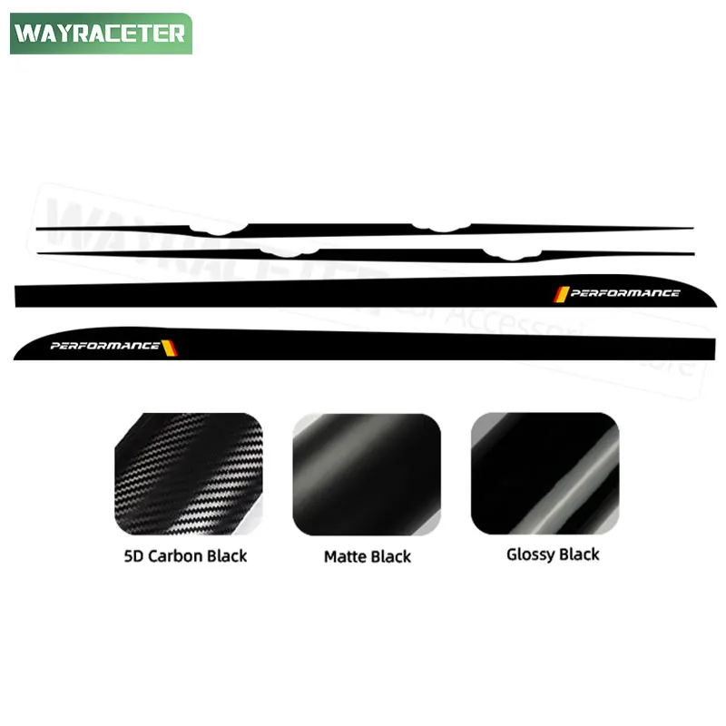 2-Piece Glossy 5D Carbon Fiber Vinyl Decal Stripes For BMW X5, 3/4 Series - 215cm Side Skirt Stickers