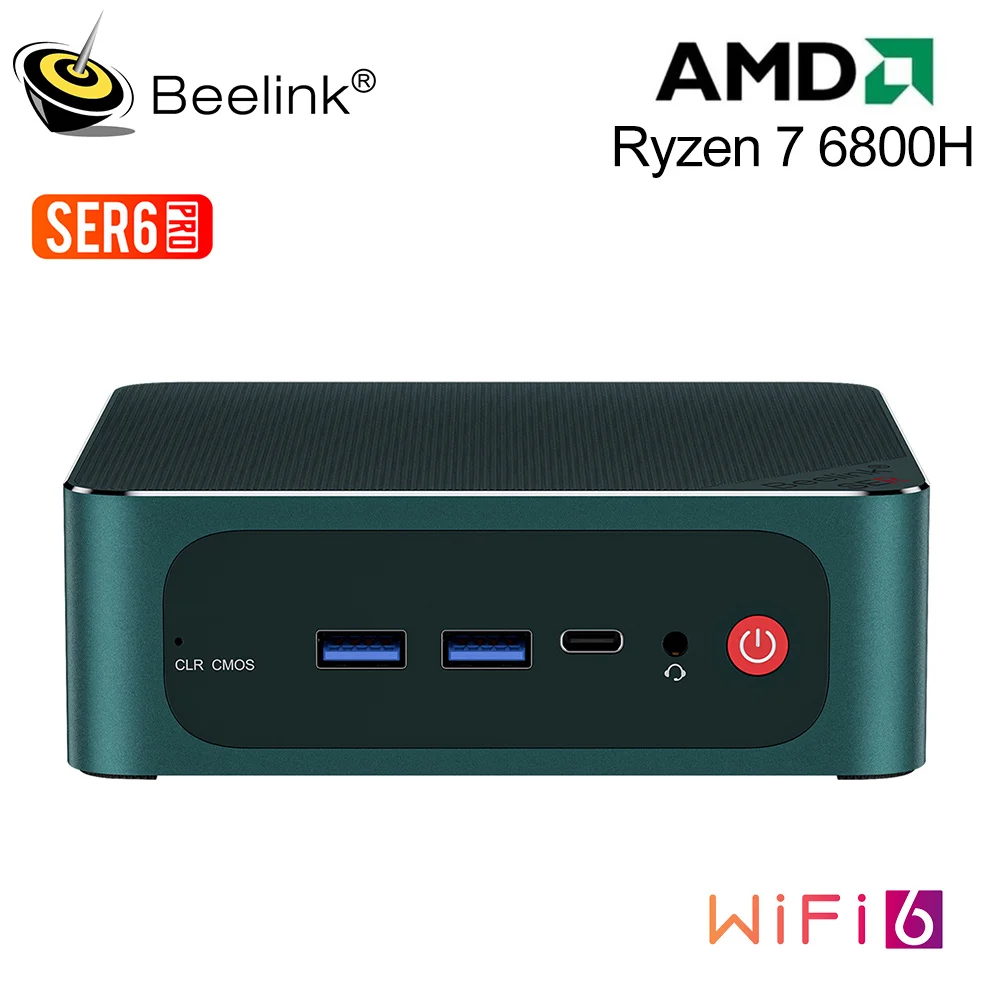 Beelink SER6 PRO 6800H Mini PC Windows 11 Pro AMD Ryzen 7 RDNA2 GPU DDR5 32GB SSD 500GB PCIe4.0