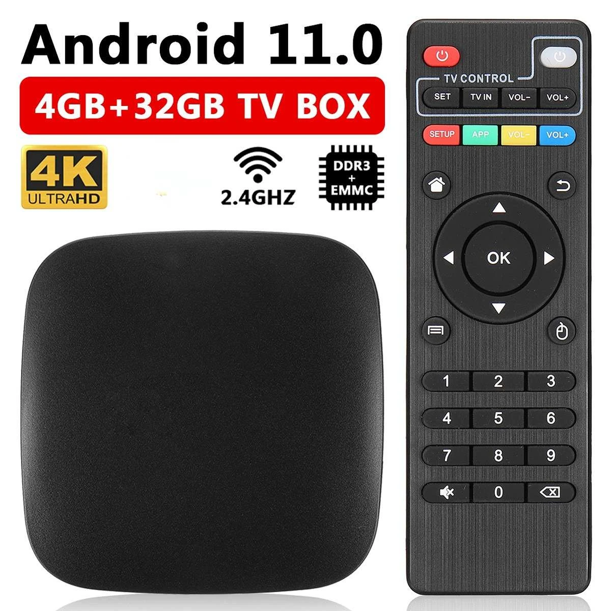 Android 11 Tv Box Upgrade DDR3 + Emmc Smart Tv Box Wifi 4K H.265 2.4G Wifi 4Gb ram 32G Snelle