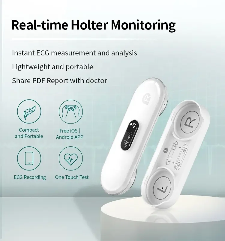 ER2 Portable ECG Monitor OLED Multiple Measurement Methods For Fast Measurement of Heart Rate Monitoring Unlimited Data Storage