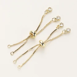 Gold Plated Adjustable Slider Chains for DIY Bracelet Making (Set of 2/4) (14K gold plated)