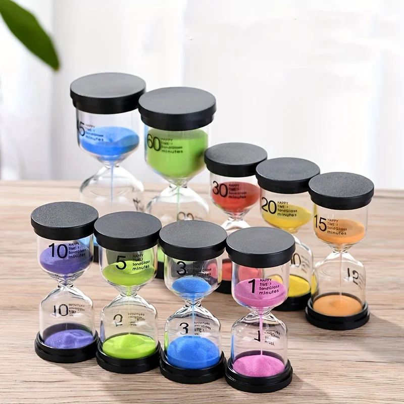 4pcs, Black Cover Colorful Hourglass Timer Set (5/10/15/30 Minutes) &ndash; Perfect for Games, Classroom, Home & Office &ndash; Glass Creati