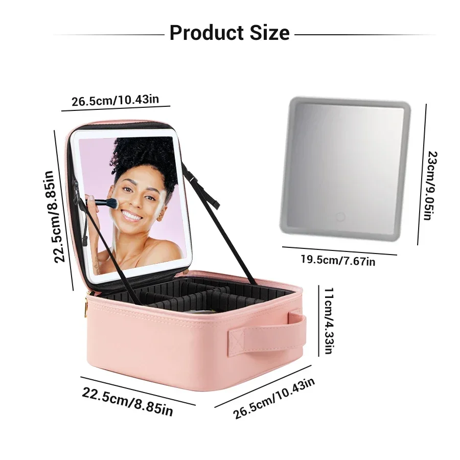 Smart LED Cosmetic Case with Mirror Cosmetic Bag Travel Makeup Bags for Women Fashion Portable Storage Bag Travel Makeup Bags 6