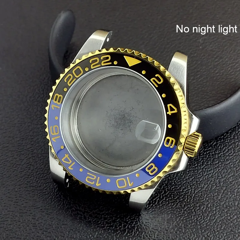 40MM Sapphire Glass GMT Bidirectional Rotation Watch Case with Accessories