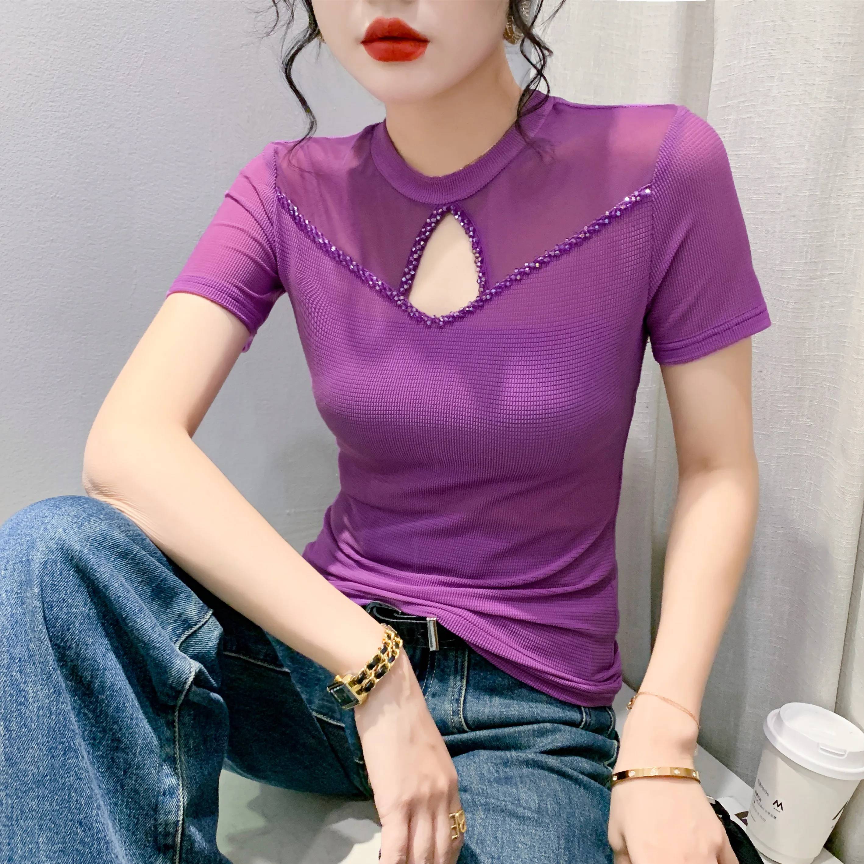 Meiodtion T-shirt Surdimensionné Pour Femme Avec Col Rond Manches Courtes Haut Décontracté T-shirt Basique Classique T-shirt Imprimé Haut Couleur Unie T-shirt Coupe Ample Chemise Surdimensionnée