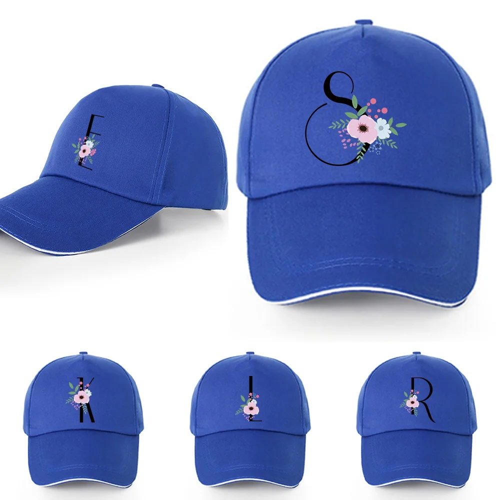 

Adjustable Multifunctional Rear Buckle Cap Baseball Cap Youth Summer Visor Shade Floral Black Letter Print Street Hip Hop Hat
