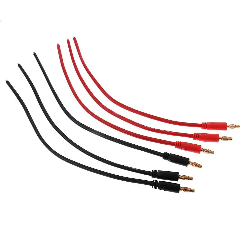 

3pcs Banana 4mm Charger Connector Plug 12AWG Wire Cable for B6 Charger