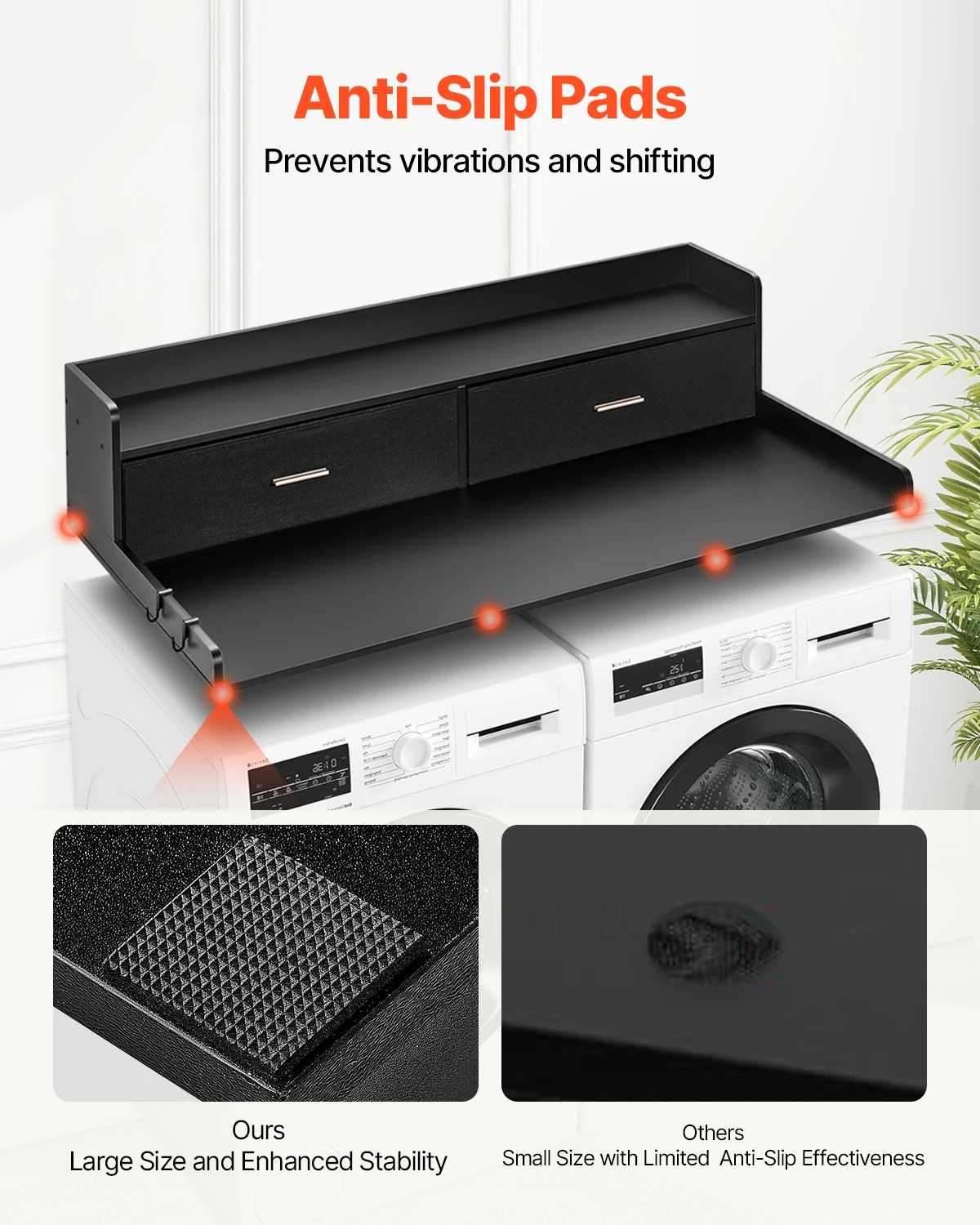 Wooden Laundry Room Countertop with Drawer Shelf