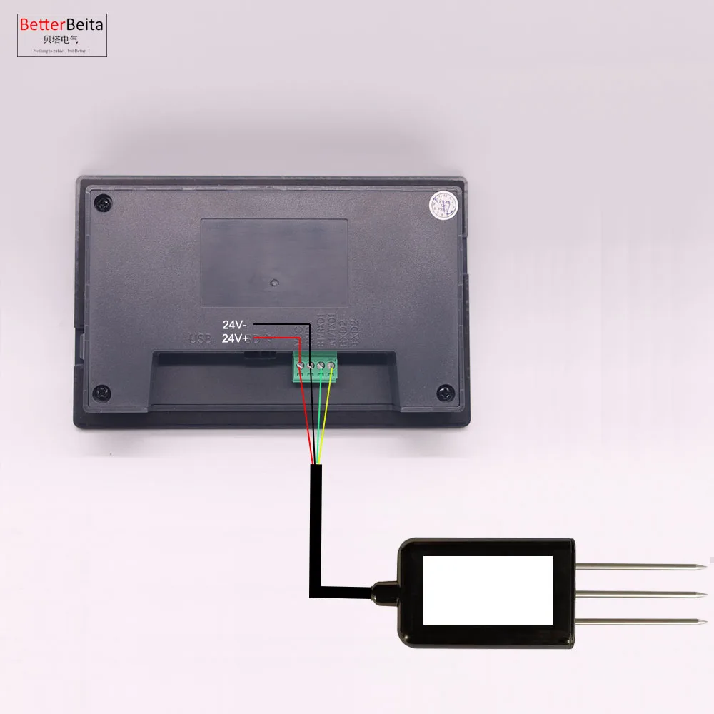 Measuring and Logging Soil Moisture Temperature Humidity EC PH NPK Sensor with HMI touch screen soil detector