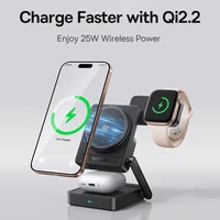 Baseus 3 in 1 Magnetic Wireless Charger Qi2.2 25W Fast Charging For iPhone 17 16 15 14 Apple Watch Earbuds AirPods Pro iWatch - Image 2