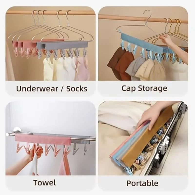 Travel Fabric Clothes Hanger Folding Portable Bathroom Folding Cloth Hanger Velcro Travel Multifunctional Cloth Hanger 4