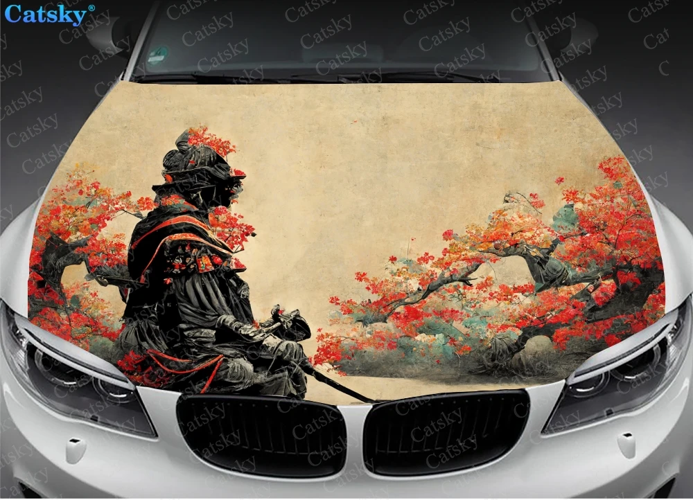 

Samurai, Japanese samurai,Samurai, Japanese samurai,Car hood wrap lion decal, bonnet vinyl sticker, full color graphic decalar