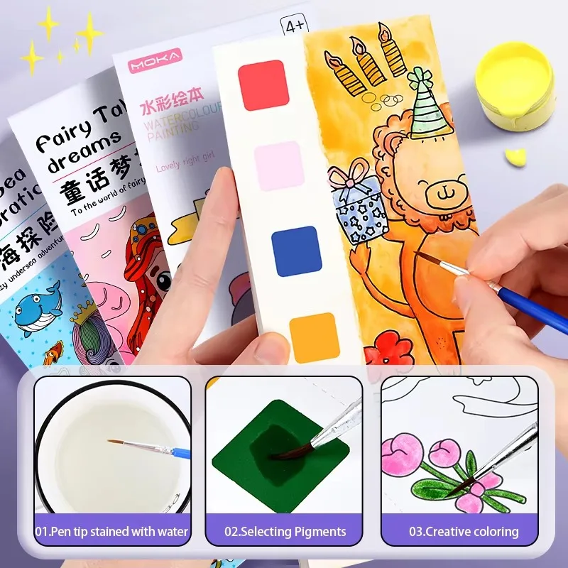 Early Education Watercolor Coloring Book Children's Graffiti Painting with Pigment Tracing Book for Kids Drawing Art Supplies 2