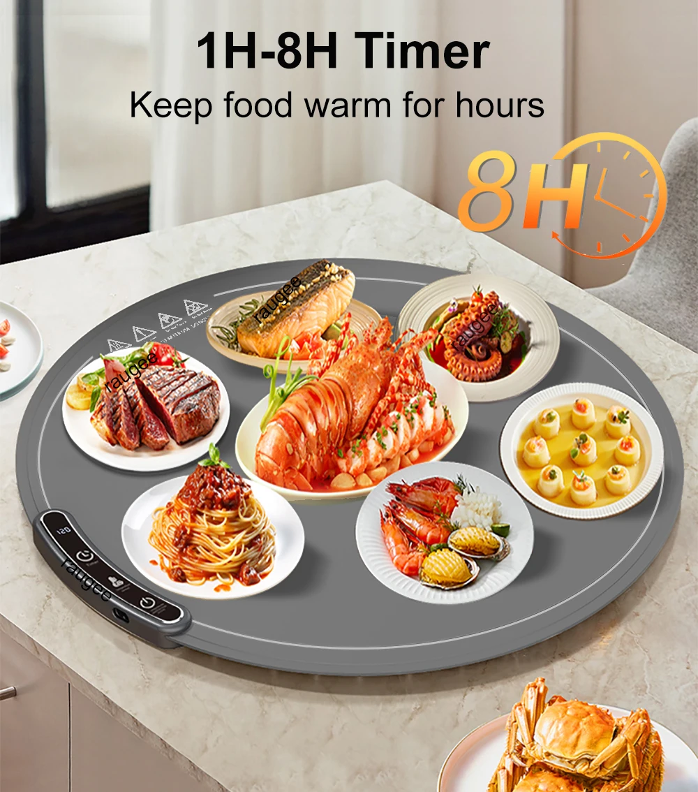 Description Picture 6 of itemElectric Food Warmer Mat Foldable Electric Warming Tray 8 Temperature Fast Heating 220V Electric Food Plate Cup Warmer Mat