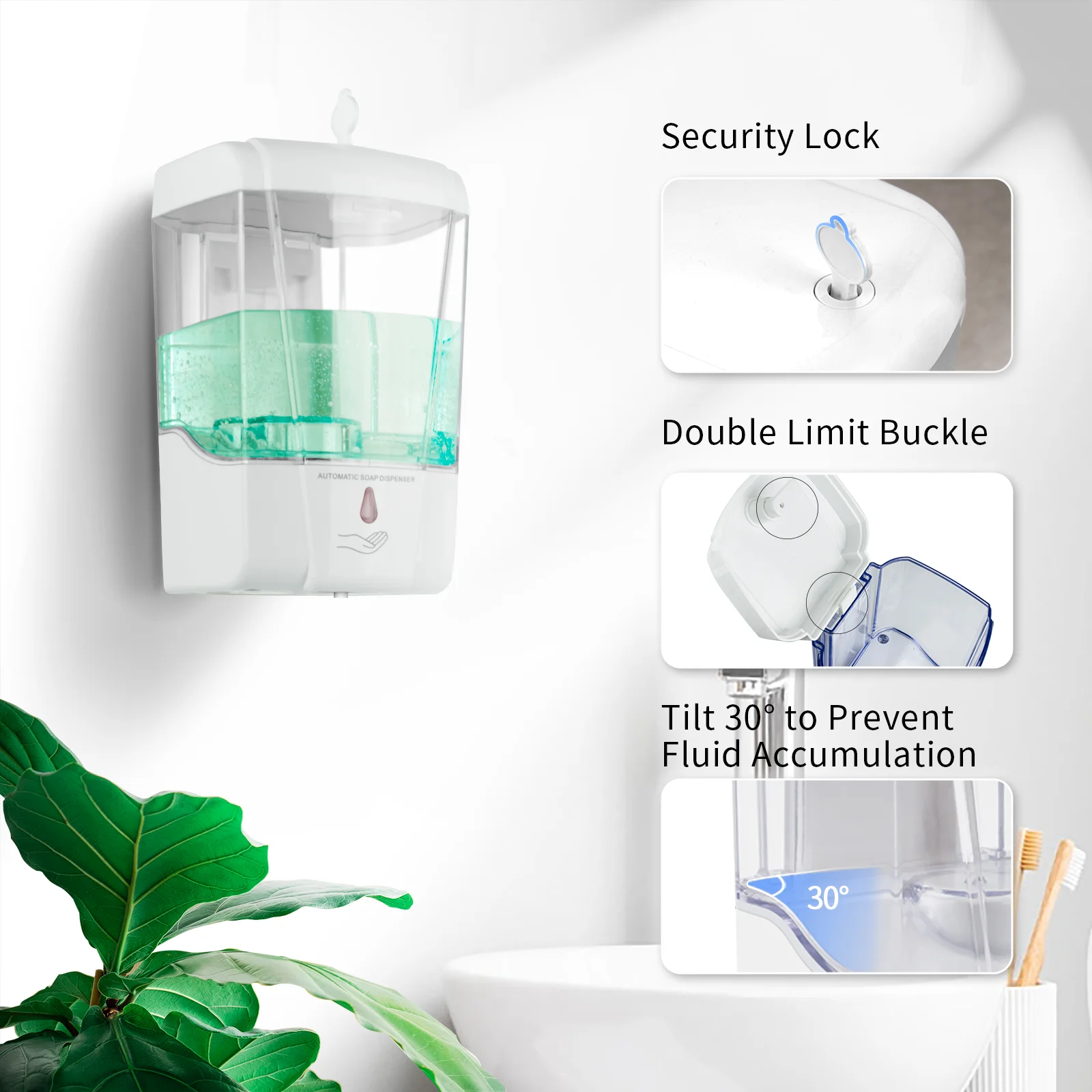 Automatic Hand Soap Dispenser 700mL/23fl.oz Wall-Mounted Touchless Sensor Pump Battery-Operated For Home Hotel Use Soap dispenser Soap pump Soap dispenser head Wall mounted dispenser