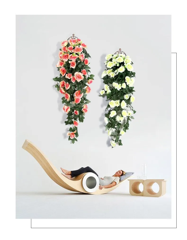 Künstliche Blumen Rattan gefälschte Pflanzen Rebe Dekoration Wandbehang Rosen Home Decor Zubehör Hochzeit dekorative Kranz – Detail 14
