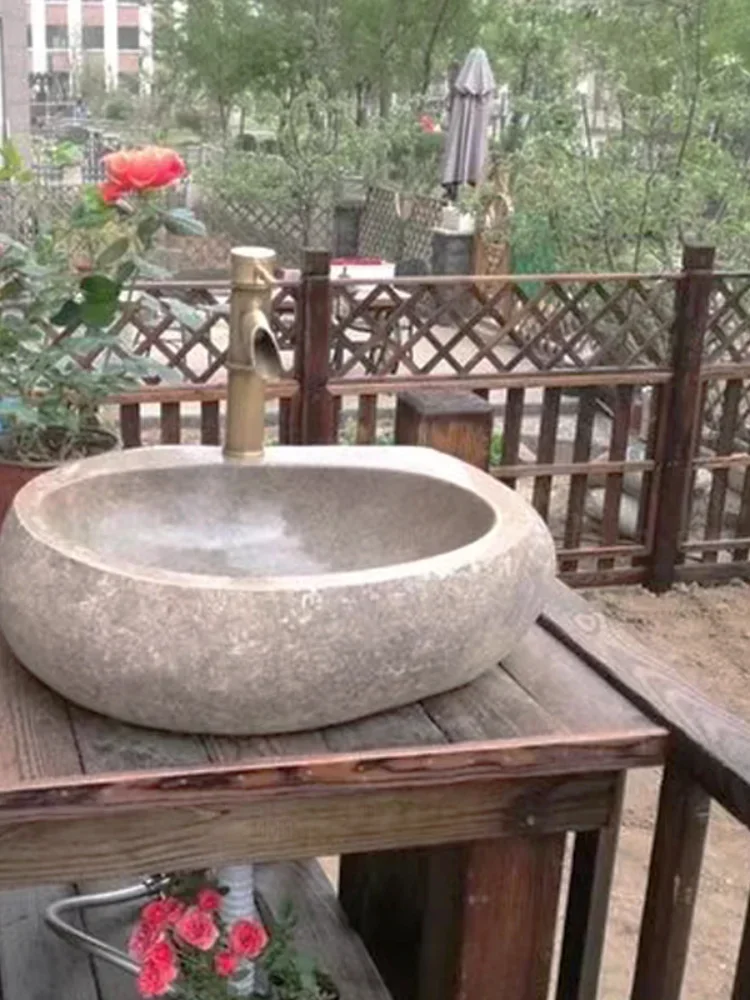 Centennial Stone Wash Basin Vintage Pebble Table Basin Natural Stone Washbasin Art Basin Wash 3
