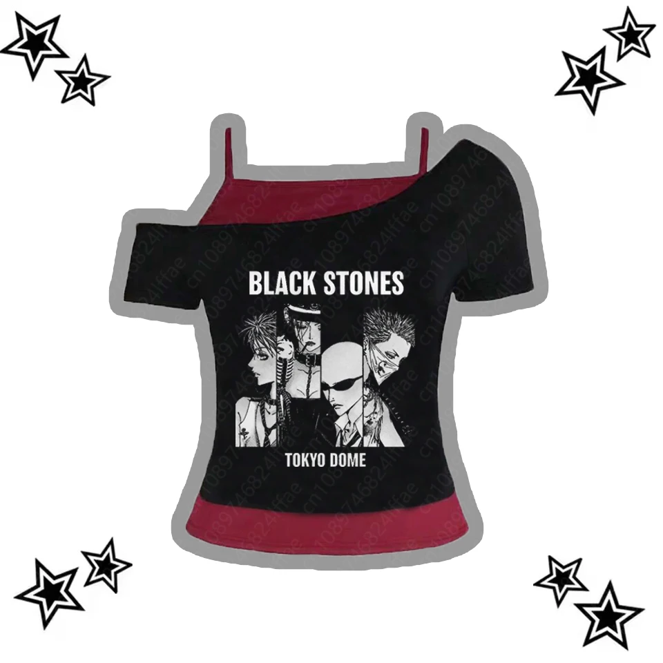 Vintage 90s Punk Gothic Streetwear Women's T-Shirt Emo Y2K Suspenders Top Harajuku Aesthetic Anime Tees Sexy 2000s Clothing 3