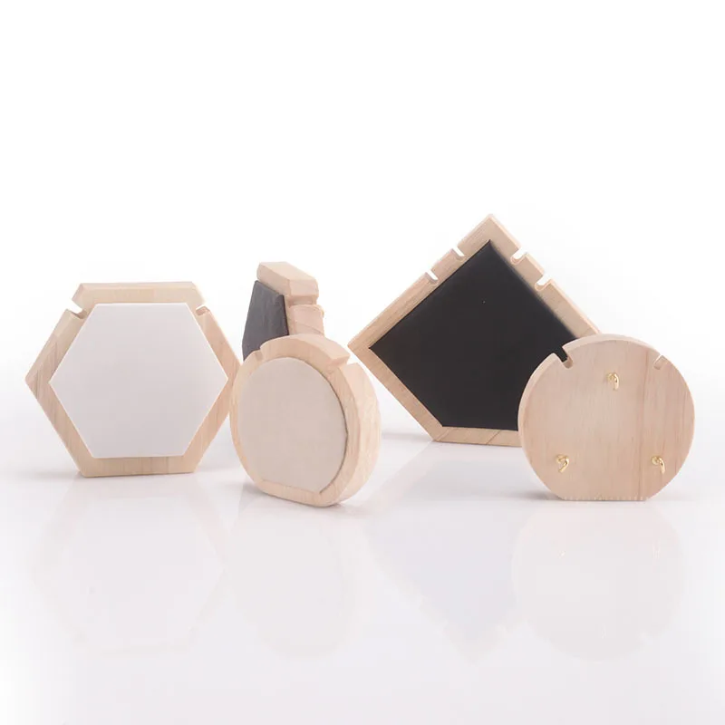 Elegant Geometric Wood Jewelry Display Stand for Necklaces, Bracelets, and Anklets