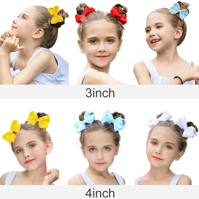 Nministériels d à cheveux en gros-grain avec pinces pour enfants, ruban solide coloré fait à la main, accessoires pour cheveux pour filles, boutique, 3 po, 4 po, 6 po, 8 po