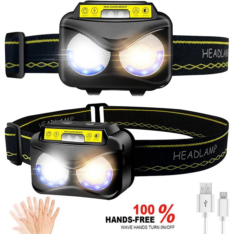 Powerful LED Headlight Sensor Head Light USB Rechargeable Headlamp Head  Torch Flashlight Waterproof for Camping Hiking