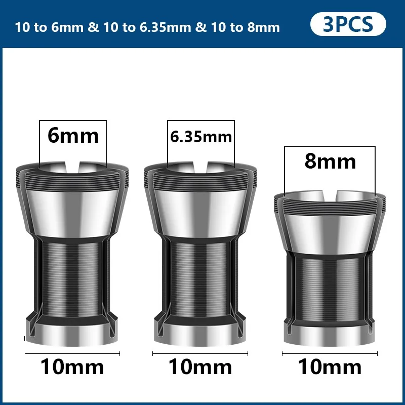 Set 6 Mandrini A Pinza Per Fresatrice - Acciaio Alta Precisione, Diametri 6mm, 6.35mm, 8mm - Foto 9