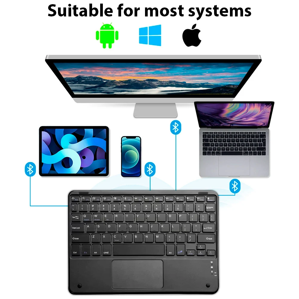 Mini Touch Bluetooth Wireless Keyboard with Built-in Mouse