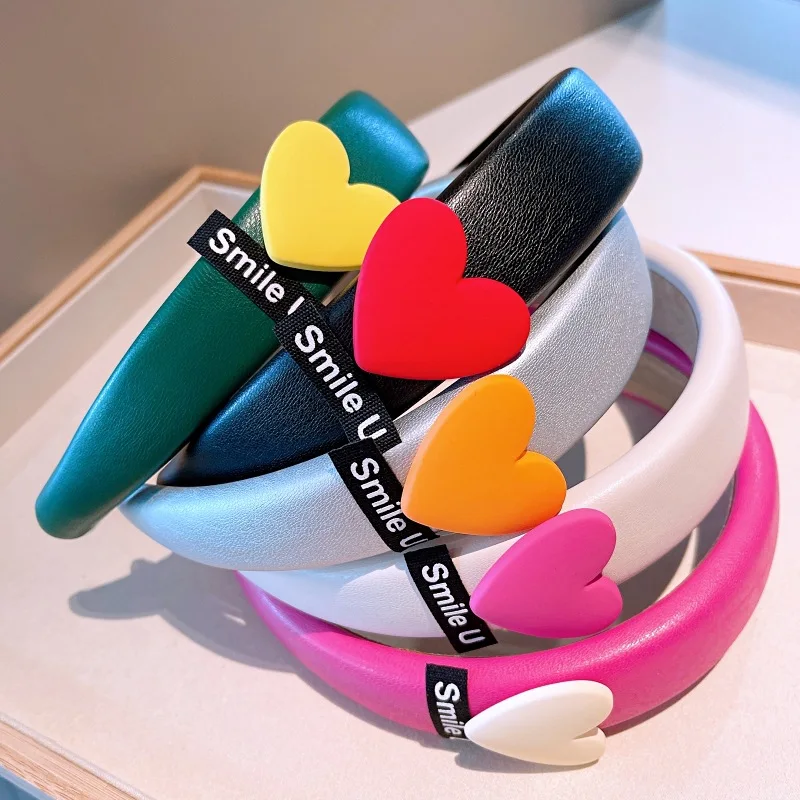 

Korean New Fashion Love PU Leather Contrast Color Simple Sweet Headband