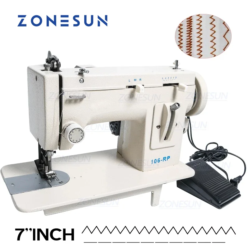 

Бытовая швейная машина ZONESUN 106-RP, для меха, кожи, одежды, толстая ткань, обратный зигзагообразный стежок