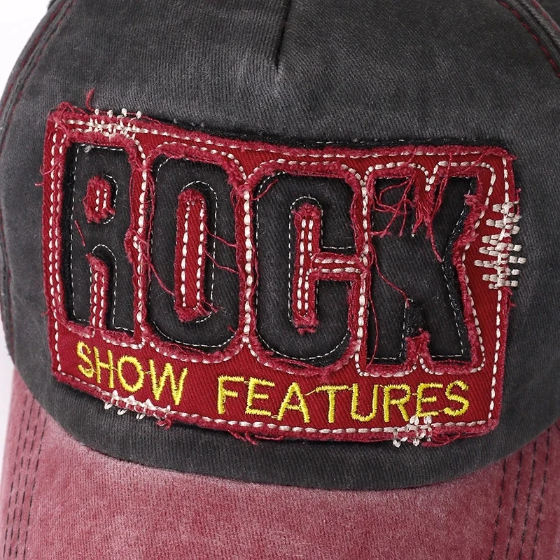 Hot Sale Unisex Washed Cotton Retro Cap ROCK Letter Embroidered Baseball Cap Men Women Casual Adjustable Outdoor Hats