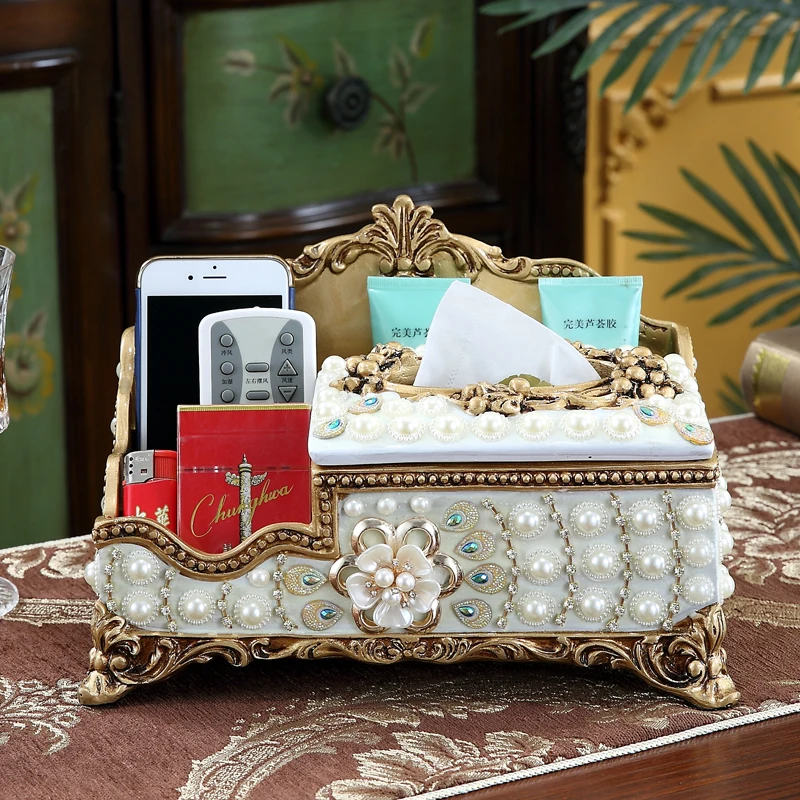 

European Resin Tissue Storage Box Decoration Home Livingroom Napkin Box Drawer Ornaments Household Fruit Plate Figurines Crafts