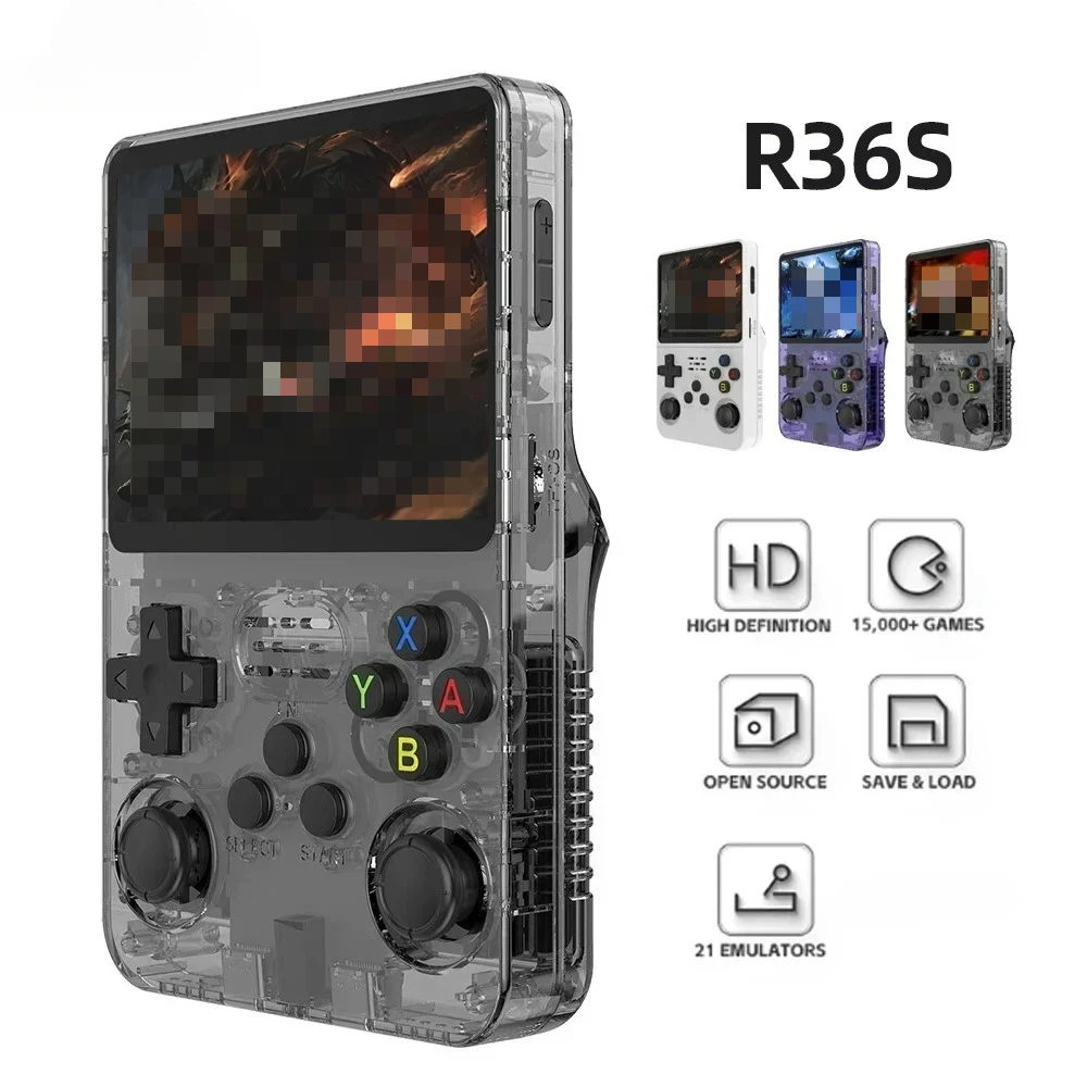 Console di Gioco Portatile R36S con Schermo IPS da 3,5 Pollici, 64G di Giochi Classici Retro, Lettore Video Tascabile