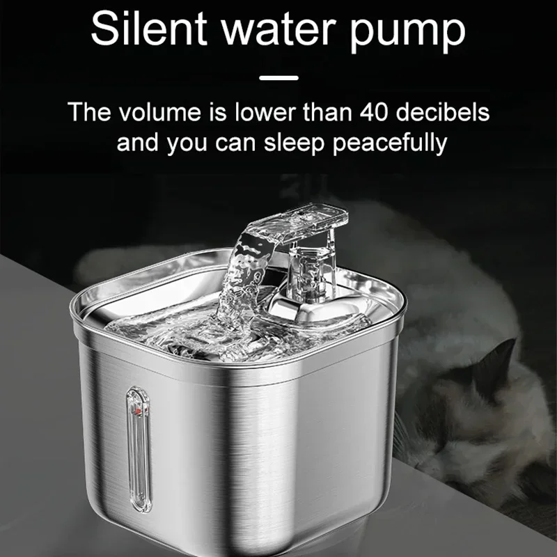 

Питьевой Диспенсер, автоматический тихий фонтан для кошек, из нержавеющей стали