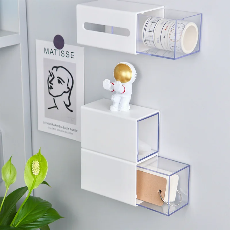 Wall Mounted Storage Box Bathroom Cosmetic Cotton Swabs Jewelry Storage Box Home Office Sundries Clips Hairpin Drawer Storage