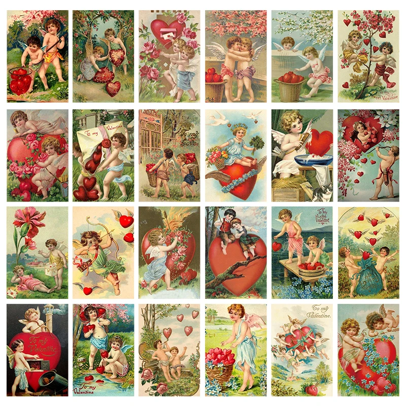 Vintage Victorian Valentine's Day Postcard Greeting Card Happy Valentine's Day Gift Card Wedding Party Decor Valentine Gift 12pc