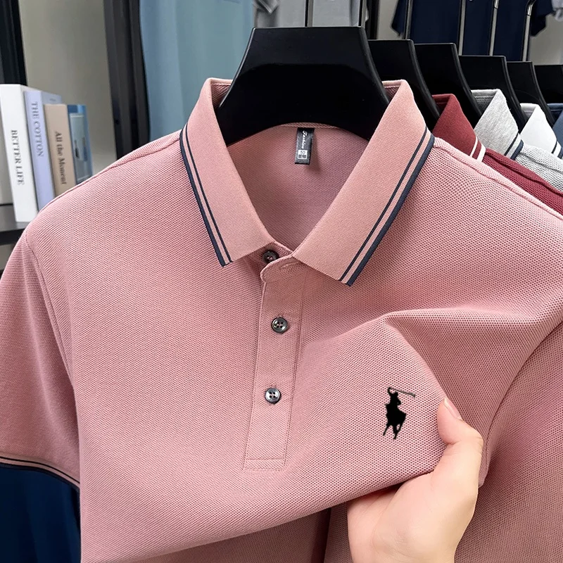 100% Reine Baumwolle Luxus Herren Marken-Poloshirt mit Einfachem Pony-Design, Komfortabel, Sommer-Mode, Meistverkauft, Atmungsaktiv, Kurzarm