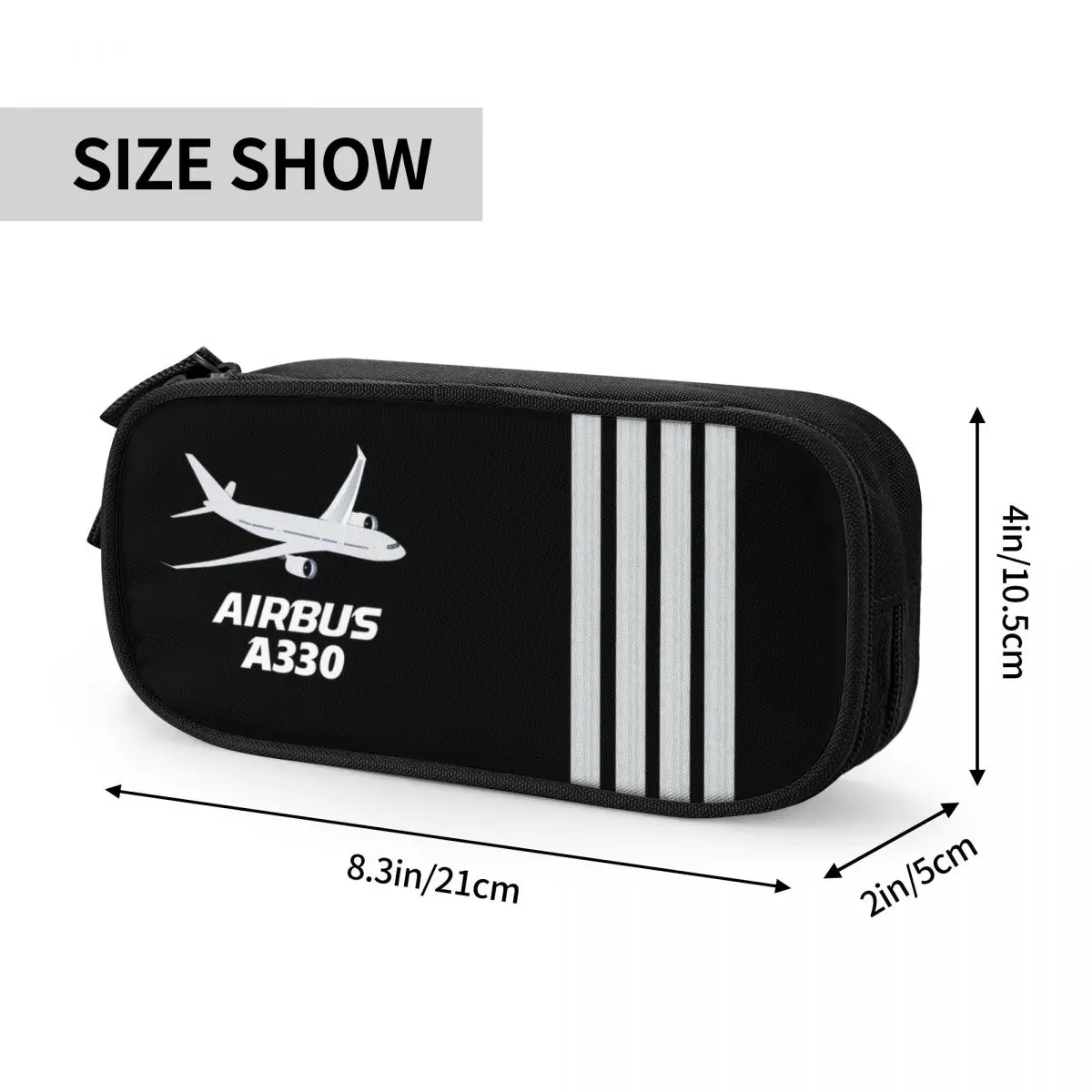 Airbus A330 Captain Stripes Pencil Case for Big Capacity Pilot Aviation Aviator Airplane Pen Box Bag School Supplies
