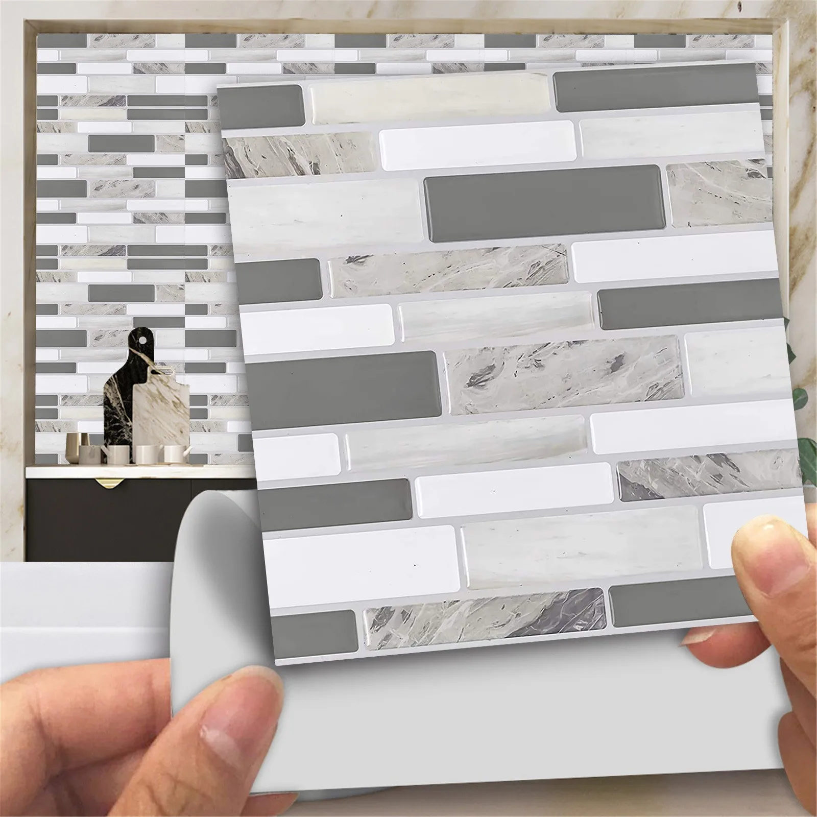 3D Tile Brick Mosaic Wallpaper Sticker Self Adhesive Kitchen Bathroom Decor Peel And Stick For Backsplash Stickers |