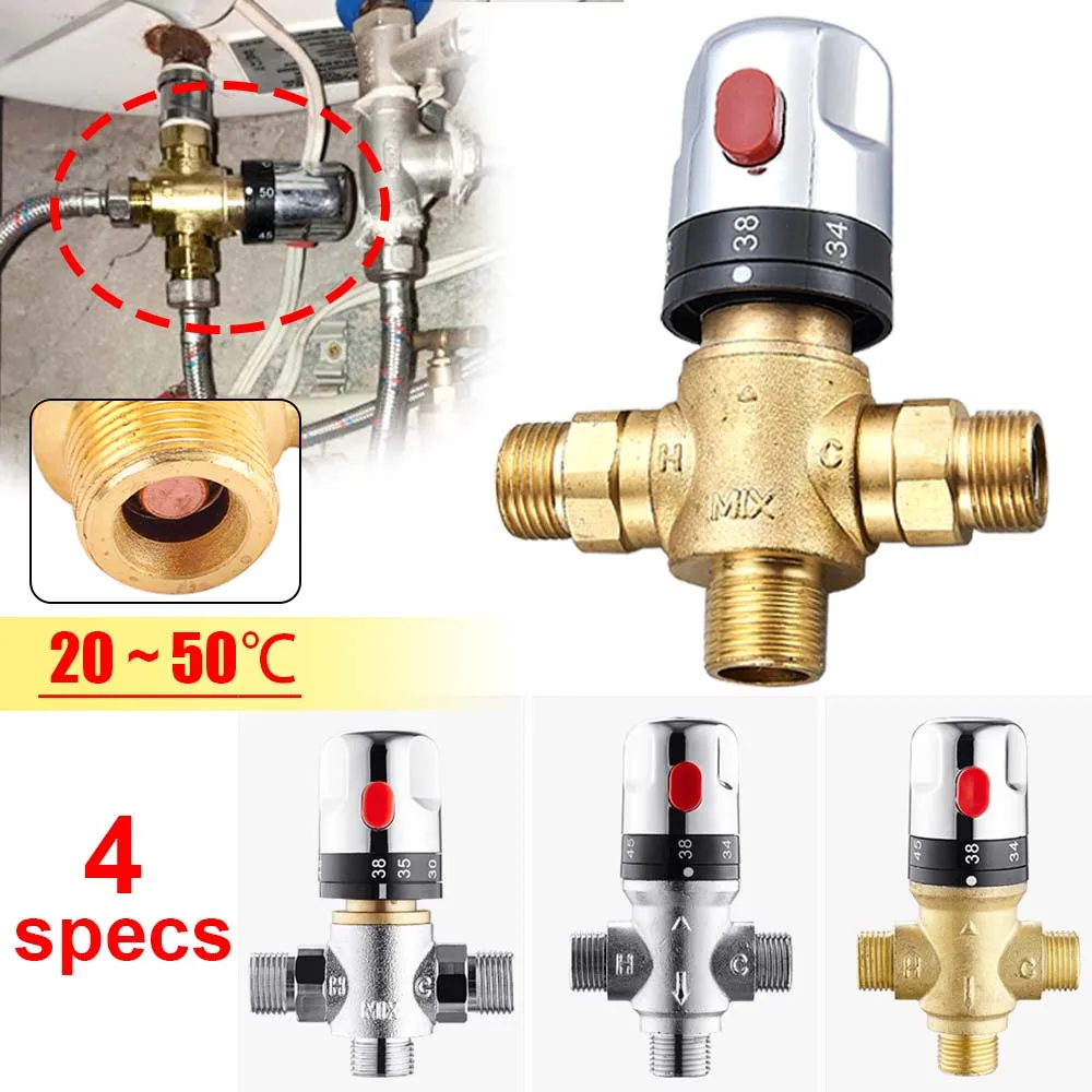 Brass Thermostatic Mixing Valve Water Temperature Pipe Thermostat Valve Faucet Tap Valve Regulator for Shower Water Heater