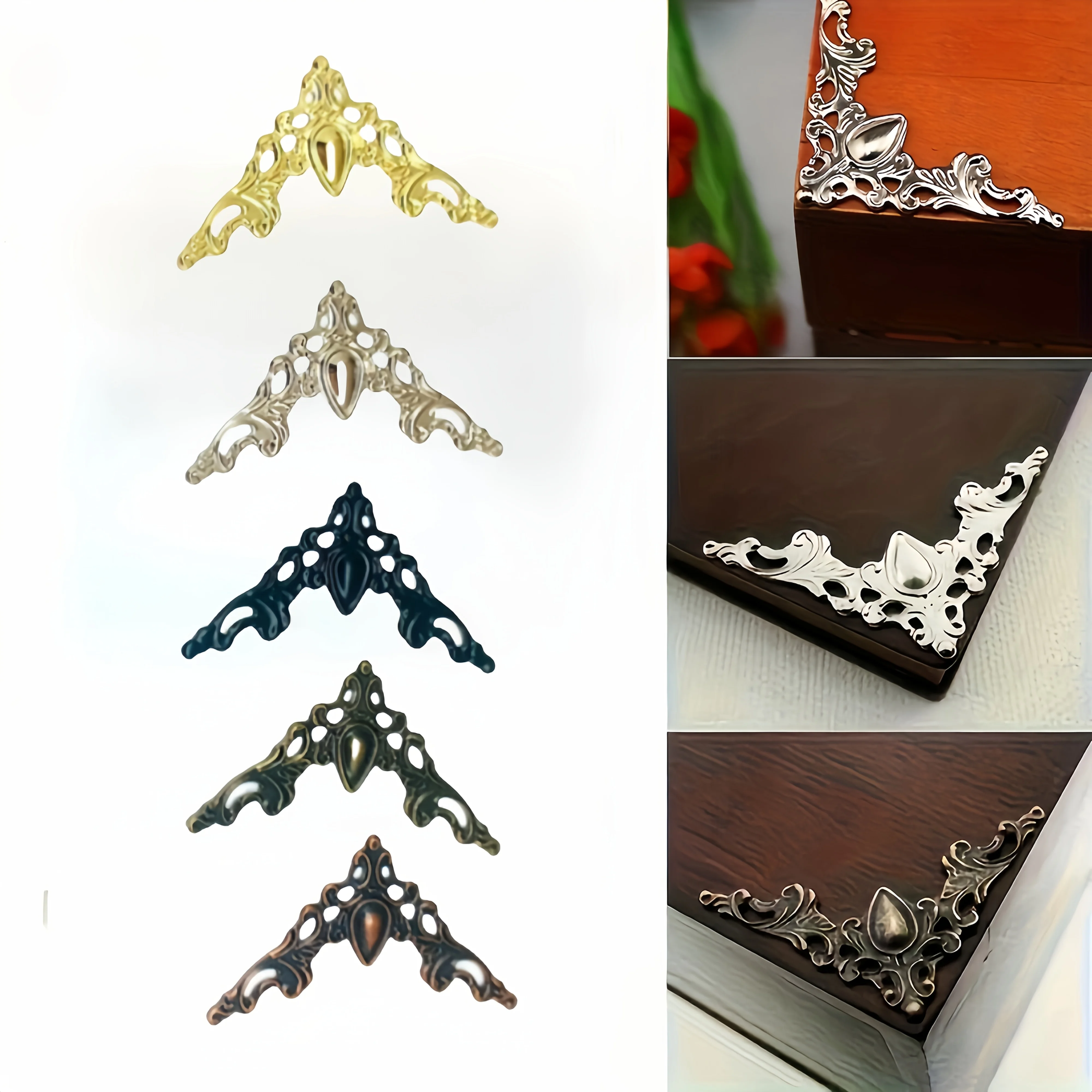 Decorative Metal Corner Protectors 50 Hollow Triangle Design Suitable for Books and Gift Boxes